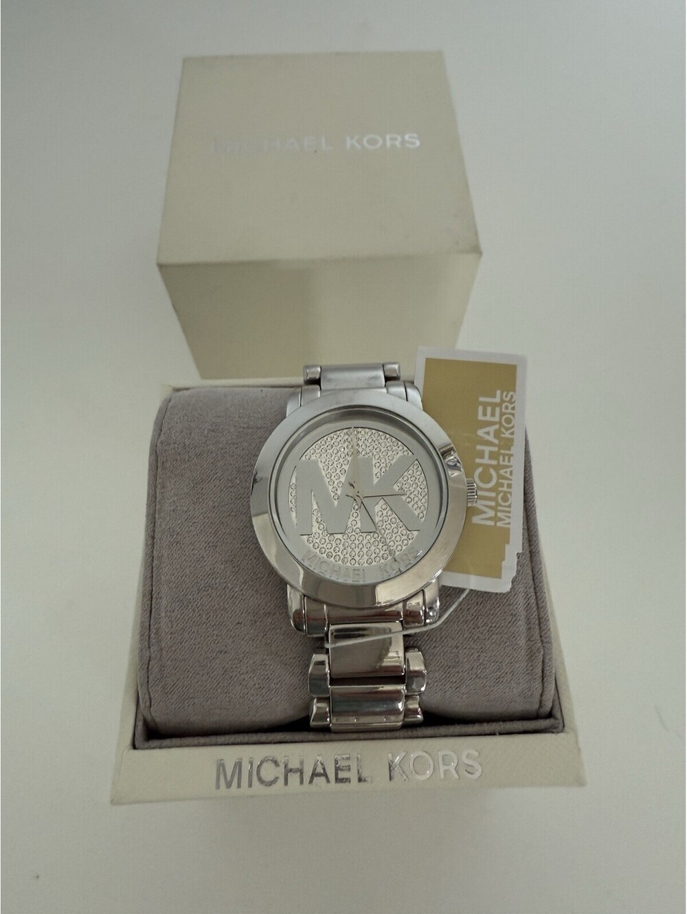 Michael Kors MK3375 Watch Stainless Steel Band w/ Rhinestones Face Adult EUC
